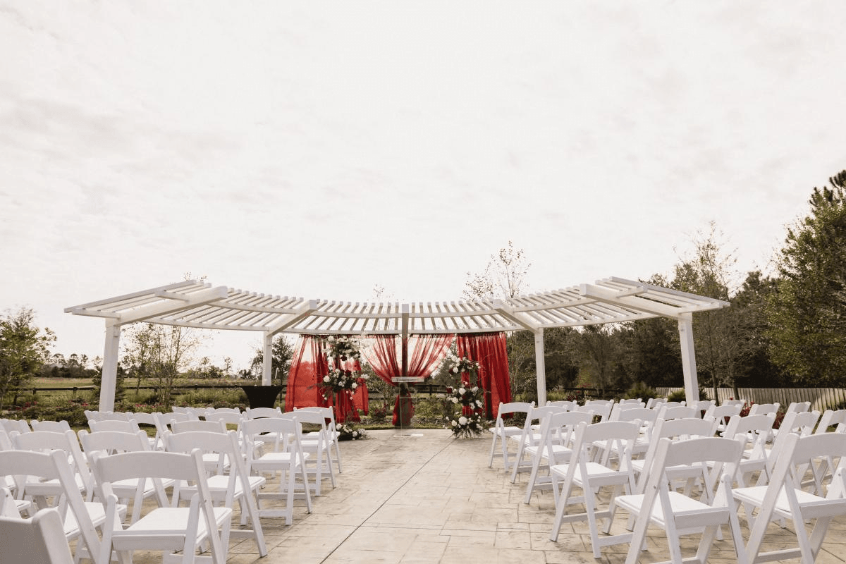 Plaza in Front of Pergola Set up with Chairs 1