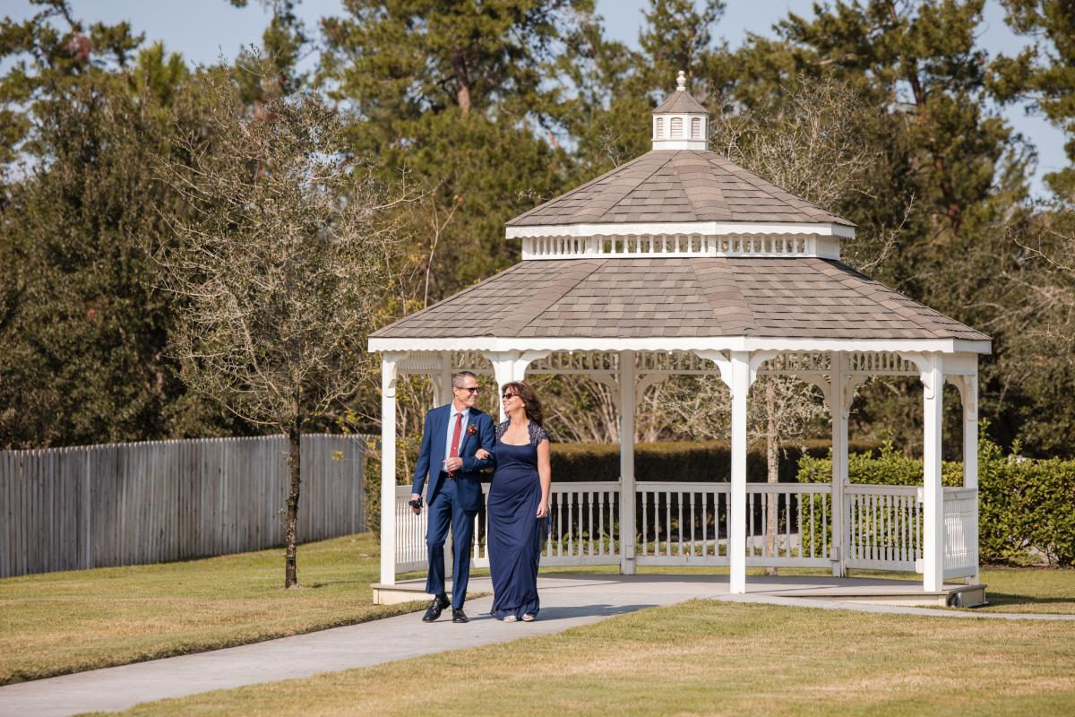 Couple Exiting Gazebo